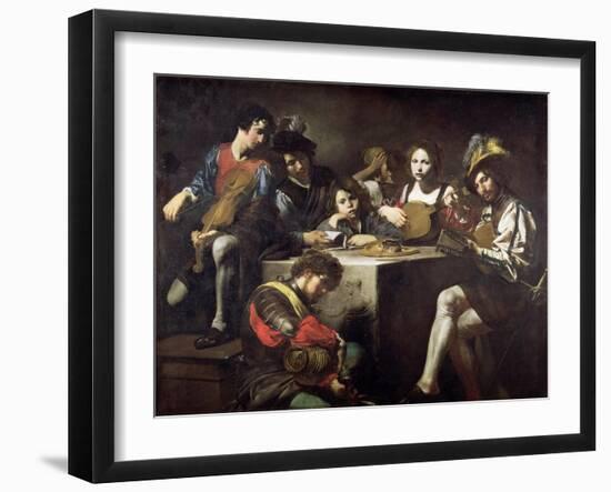 Concert Around the Bas-Relief-Valentin de Boulogne-Framed Giclee Print