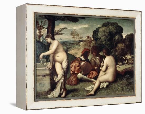 Concert Champetre, (The Pastoral Concert), C1510-1511-Titian (Tiziano Vecelli)-Framed Premier Image Canvas