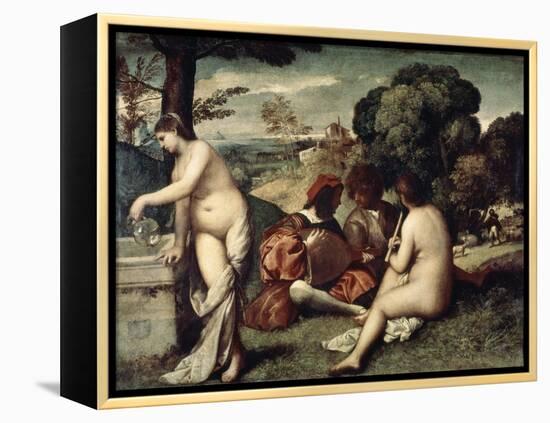 Concert Champetre, (The Pastoral Concert), C1510-1511-Titian (Tiziano Vecelli)-Framed Premier Image Canvas