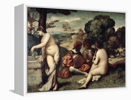 Concert Champetre, (The Pastoral Concert), C1510-1511-Titian (Tiziano Vecelli)-Framed Premier Image Canvas