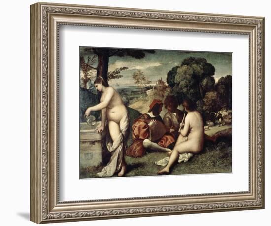 Concert Champetre, (The Pastoral Concert), C1510-1511-Titian (Tiziano Vecelli)-Framed Giclee Print