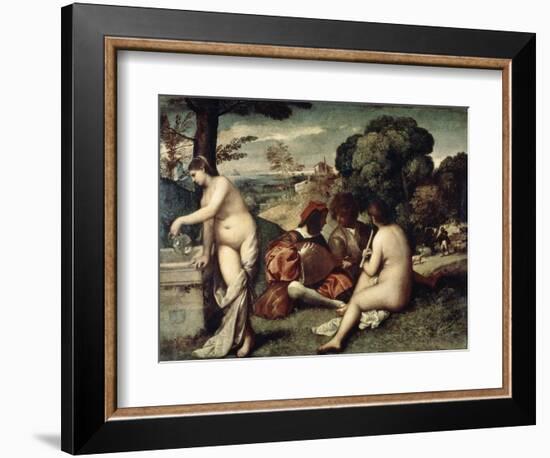 Concert Champetre, (The Pastoral Concert), C1510-1511-Titian (Tiziano Vecelli)-Framed Giclee Print