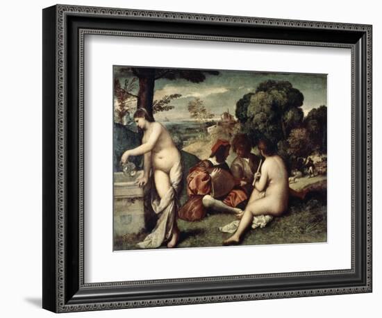 Concert Champetre, (The Pastoral Concert), C1510-1511-Titian (Tiziano Vecelli)-Framed Giclee Print