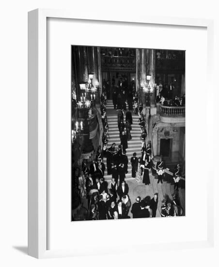 Concert-Goers Milling About on Grand Staircase of the Paris Opera House-null-Framed Photographic Print