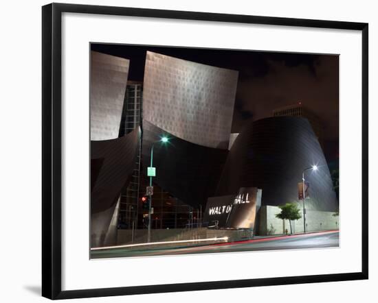 Concert Hall Lit Up at Night, Walt Disney Concert Hall, Los Angeles, California, USA-null-Framed Photographic Print