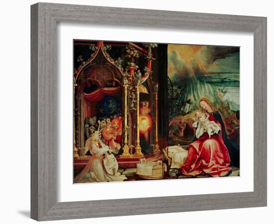 Concert of the Angels, the Madonna in Prayer, and Nativity, from the Isenheim Altarpiece, 1515-Matthias Grünewald-Framed Giclee Print