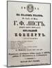 Concert Program for Concert Given-Franz Liszt-Mounted Giclee Print