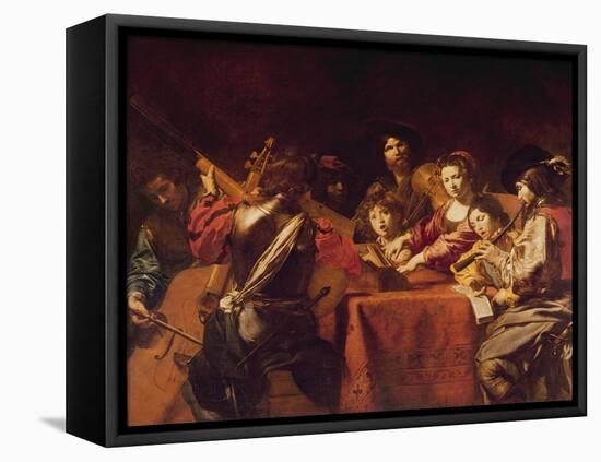 Concert with Eight People-Valentin de Boulogne-Framed Premier Image Canvas