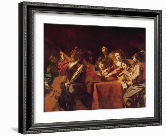 Concert with Eight People-Valentin de Boulogne-Framed Giclee Print