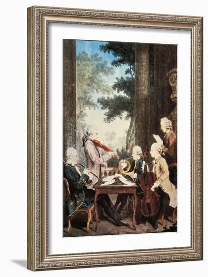 Concert with Oboe, Violin, Horn and Cello-Louis de Carmontelle-Framed Giclee Print