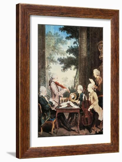 Concert with Oboe, Violin, Horn and Cello-Louis de Carmontelle-Framed Giclee Print