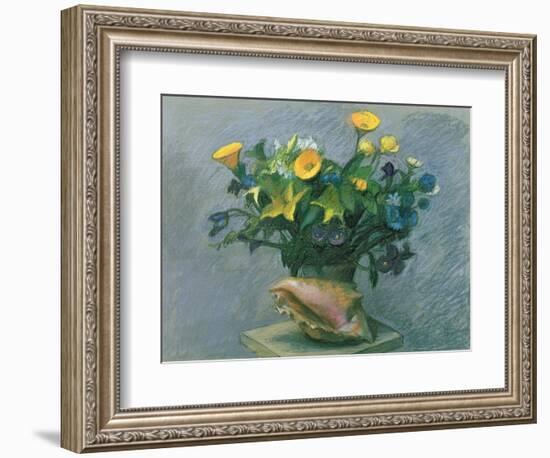 Conch & Flowers, 1989-Hans Feibusch-Framed Giclee Print