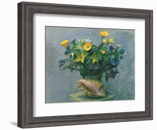 Conch & Flowers, 1989-Hans Feibusch-Framed Giclee Print