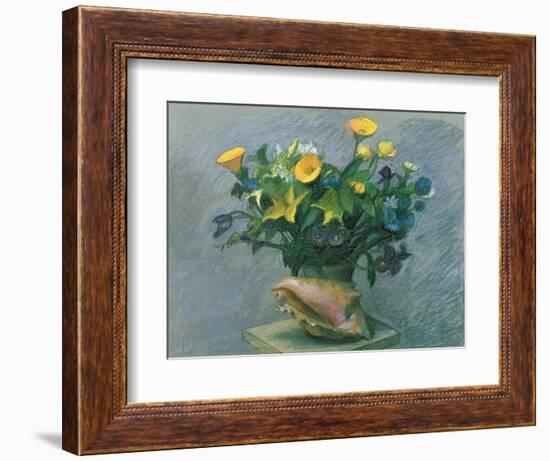 Conch & Flowers, 1989-Hans Feibusch-Framed Giclee Print