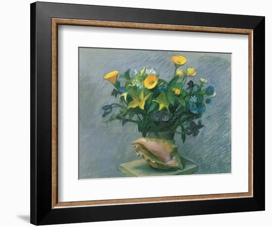 Conch & Flowers, 1989-Hans Feibusch-Framed Giclee Print