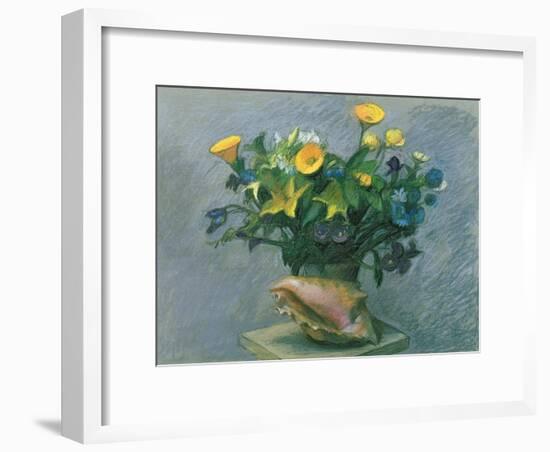 Conch & Flowers, 1989-Hans Feibusch-Framed Giclee Print