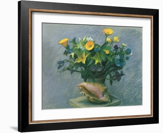 Conch & Flowers, 1989-Hans Feibusch-Framed Giclee Print