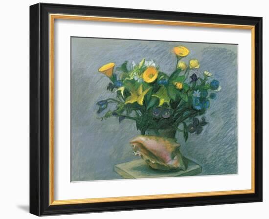 Conch & Flowers, 1989-Hans Feibusch-Framed Giclee Print