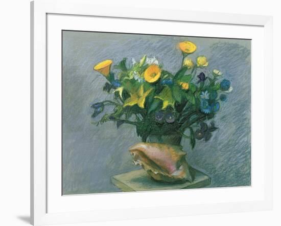 Conch & Flowers, 1989-Hans Feibusch-Framed Giclee Print