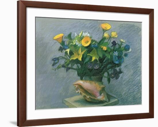 Conch & Flowers, 1989-Hans Feibusch-Framed Giclee Print