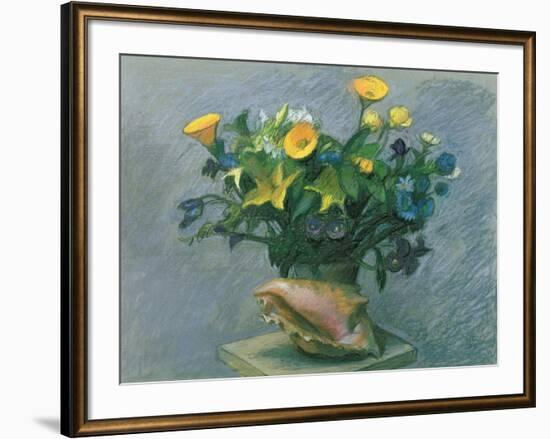 Conch & Flowers, 1989-Hans Feibusch-Framed Giclee Print