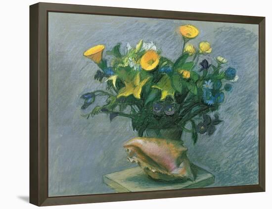 Conch & Flowers, 1989-Hans Feibusch-Framed Premier Image Canvas