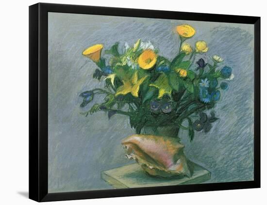 Conch & Flowers, 1989-Hans Feibusch-Framed Premier Image Canvas