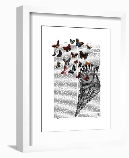 Conch Shell and Butterflies-Fab Funky-Framed Art Print