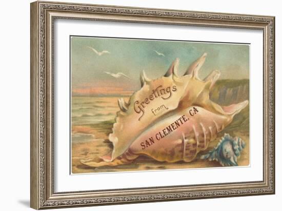 Conch Shell Greetings from San Clemente-null-Framed Art Print