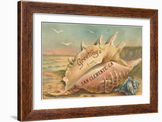 Conch Shell Greetings from San Clemente-null-Framed Art Print