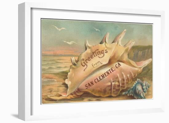 Conch Shell Greetings from San Clemente-null-Framed Art Print