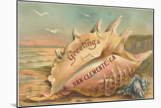 Conch Shell Greetings from San Clemente-null-Mounted Art Print