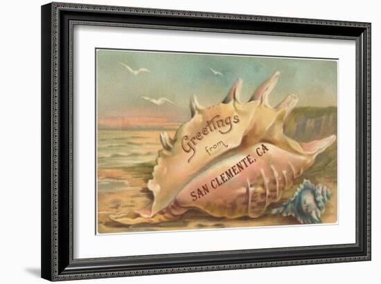 Conch Shell Greetings from San Clemente-null-Framed Art Print