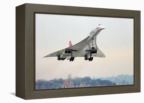 Concorde Supersonic Airliner Landing at Airport-null-Framed Premier Image Canvas