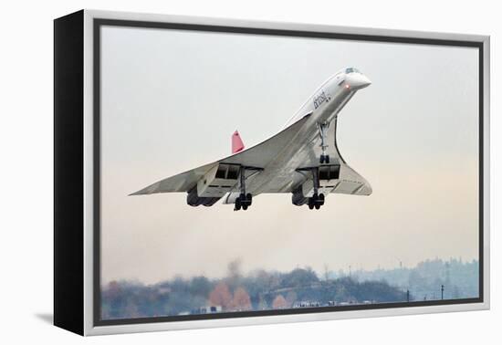 Concorde Supersonic Airliner Landing at Airport-null-Framed Premier Image Canvas