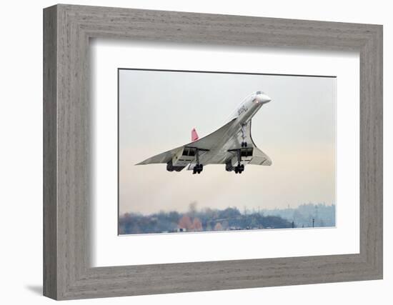 Concorde Supersonic Airliner Landing at Airport-null-Framed Photographic Print