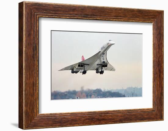 Concorde Supersonic Airliner Landing at Airport-null-Framed Photographic Print