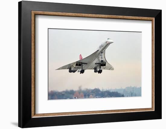 Concorde Supersonic Airliner Landing at Airport-null-Framed Photographic Print