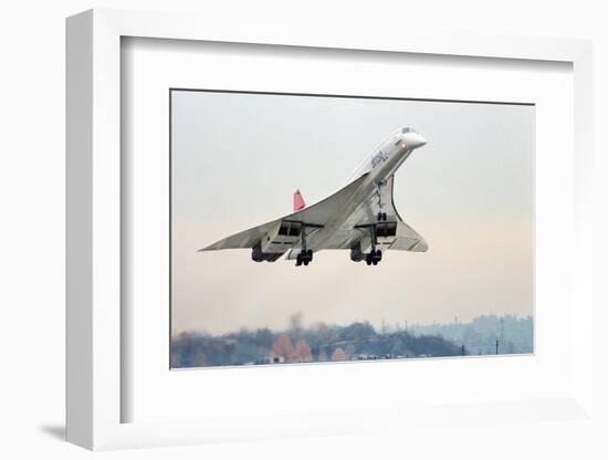 Concorde Supersonic Airliner Landing at Airport-null-Framed Photographic Print