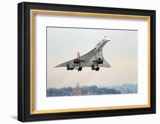 Concorde Supersonic Airliner Landing at Airport-null-Framed Photographic Print