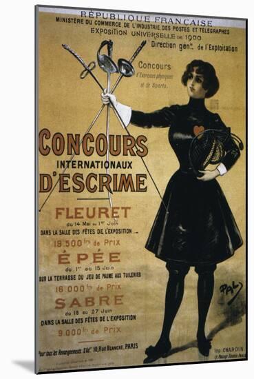 Concours Internationaux d'Escrime, 1900 Summer Olympics, Poster-null-Mounted Premium Giclee Print