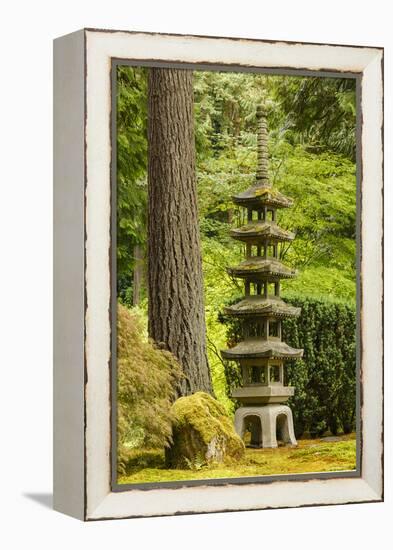 Concrete statue, Portland Japanese Garden, Washington Park in the west hills of Portland, Oregon-Adam Jones-Framed Premier Image Canvas