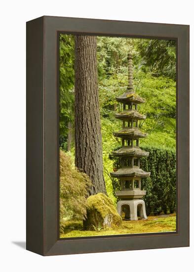 Concrete statue, Portland Japanese Garden, Washington Park in the west hills of Portland, Oregon-Adam Jones-Framed Premier Image Canvas