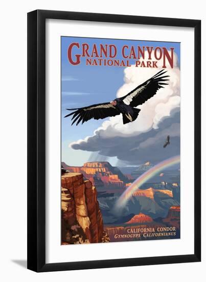 Condor and Rainbow - Grand Canyon National Park-Lantern Press-Framed Art Print