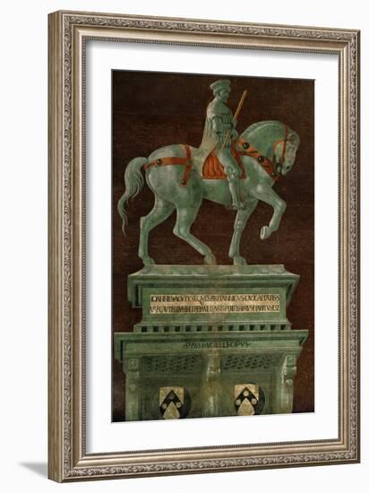 Condottiere John Hawkwood (1320-1394), Equestrian Portrait-Paolo Uccello-Framed Giclee Print