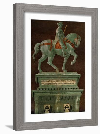 Condottiere John Hawkwood (1320-1394), Equestrian Portrait-Paolo Uccello-Framed Giclee Print