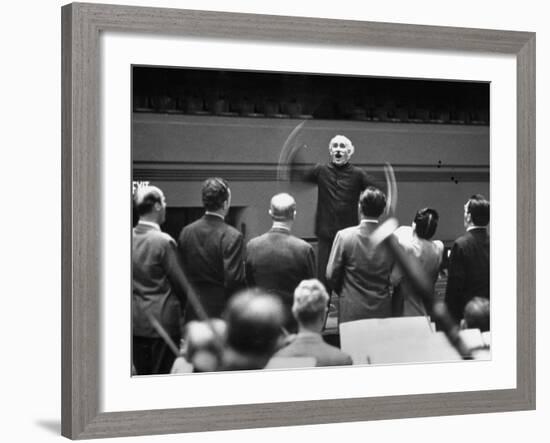 Conductor Arturo Toscanini Conducting Singers from the Metropolitan Opera-W^ Eugene Smith-Framed Premium Photographic Print