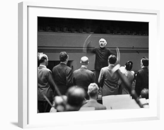 Conductor Arturo Toscanini Conducting Singers from the Metropolitan Opera-W^ Eugene Smith-Framed Premium Photographic Print