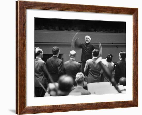 Conductor Arturo Toscanini Conducting Singers from the Metropolitan Opera-W^ Eugene Smith-Framed Premium Photographic Print