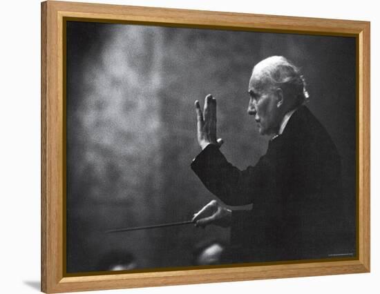 Conductor Arturo Toscanini Waving His Arms During the First Half Program of the Toscanini Tour-Joe Scherschel-Framed Premier Image Canvas